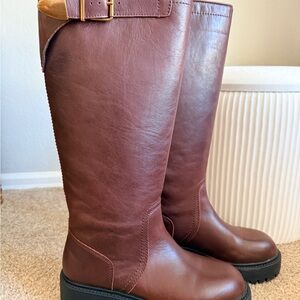 Buster Brown Leather Moto Boots